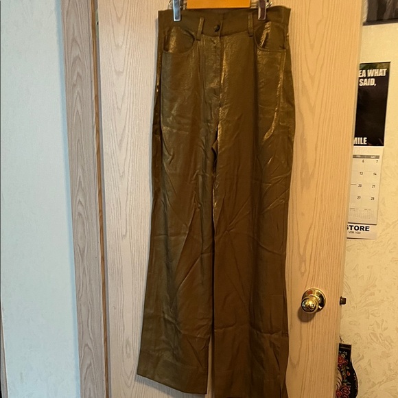 French Connection Pants - French Connection Olive Green Wide-Leg Pants
